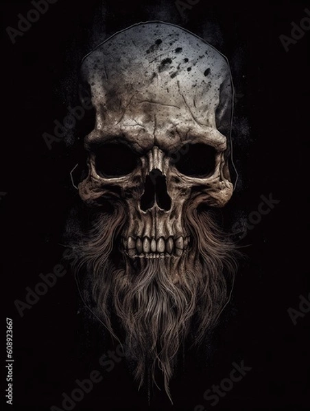 Fototapeta Skull. Horror illustration. Print for T-shirts. Generative AI