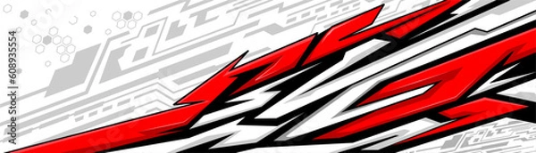 Fototapeta Abstract Car decal design vector. Graphic abstract stripe racing background kit designs for wrap vehicle, race car, rally, adventure and livery