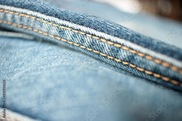 Obraz Jeans background, denim with seam of fashion design