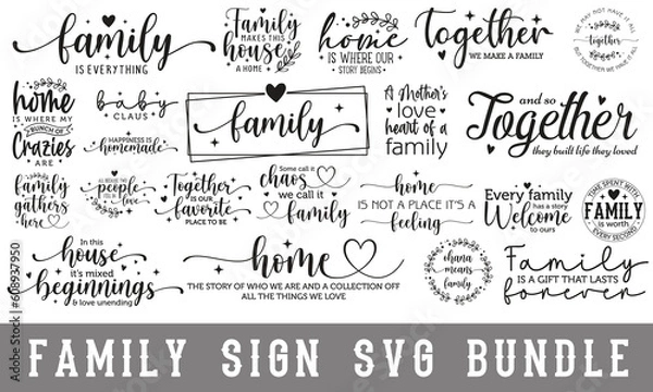 Obraz Family Sign SVG Bundle.