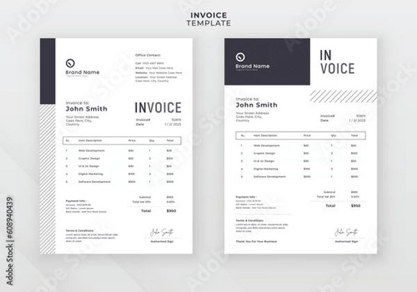 Obraz Modern creative invoice template design

