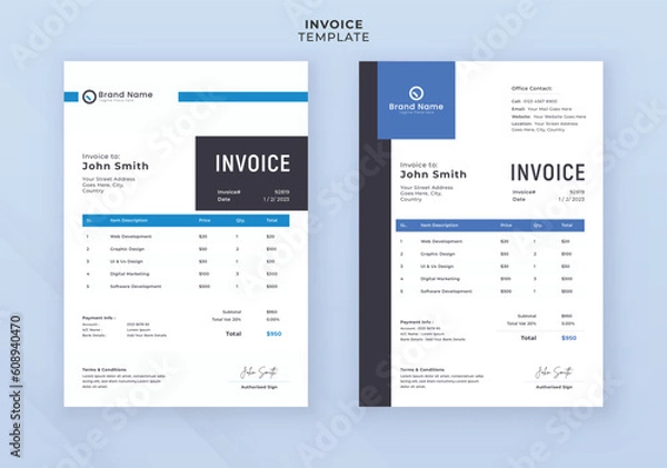 Obraz Modern creative invoice template design
