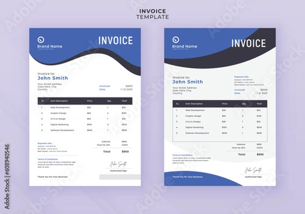 Obraz Modern creative invoice template design
