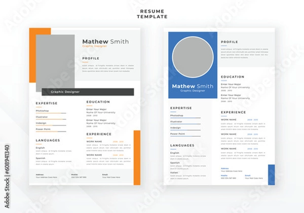 Obraz Modern elegant creative resume design template