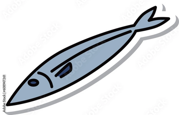 Fototapeta ステッカー風の料理食べ物単品アイコン　魚