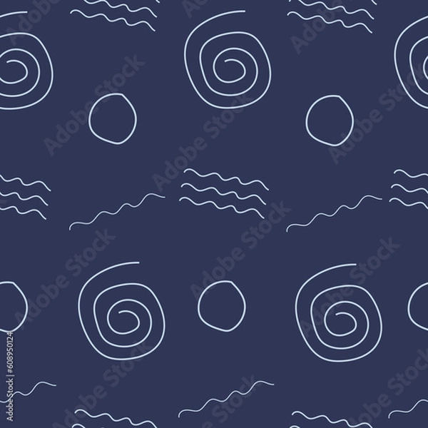 Fototapeta Seamless pattern with hand drawing outline shape elements