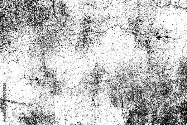 Fototapeta Overlay scratched design background. Black and white grunge background with scratches and cracks