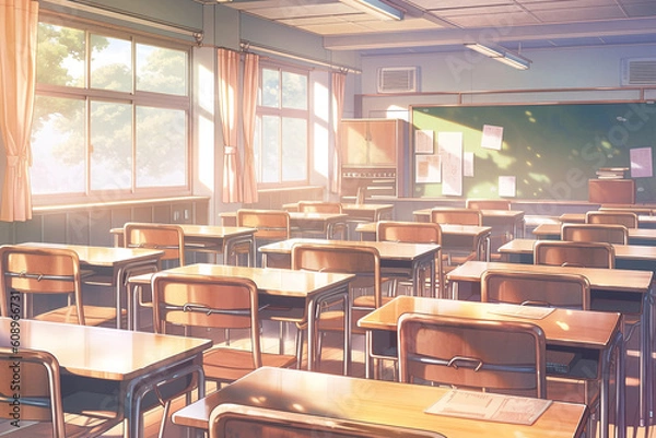 Fototapeta 繊細で芸術的な学校や学園系背景のイラスト(AI generated image)