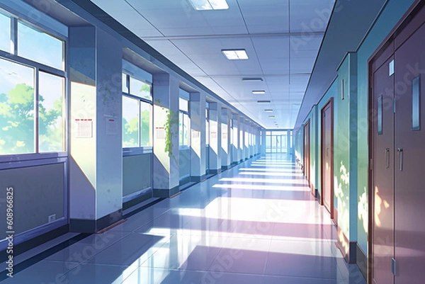 Fototapeta 繊細で芸術的な学校や学園系背景のイラスト(AI generated image)