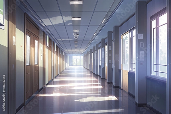 Fototapeta 繊細で芸術的な学校や学園系背景のイラスト(AI generated image)