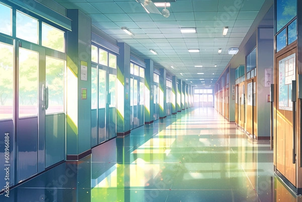 Fototapeta 繊細で芸術的な学校や学園系背景のイラスト(AI generated image)