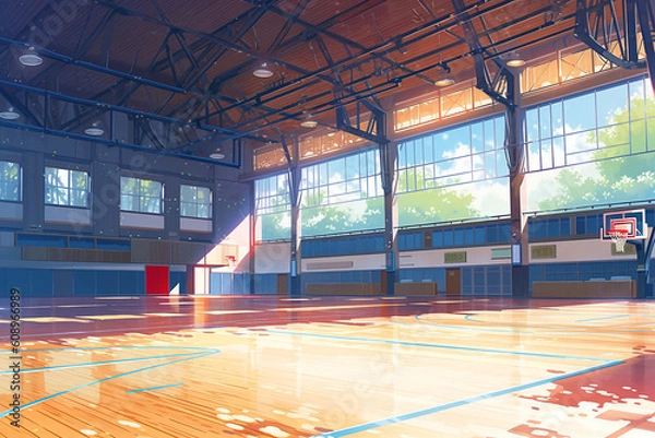 Fototapeta 繊細で芸術的な学校や学園系背景のイラスト(AI generated image)