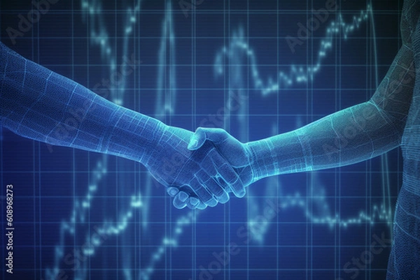 Fototapeta Stock market handshake in chart forex chart. Generative AI.