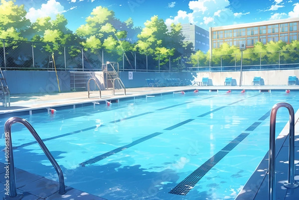 Fototapeta 繊細で芸術的な学校や学園系背景のイラスト(AI generated image)