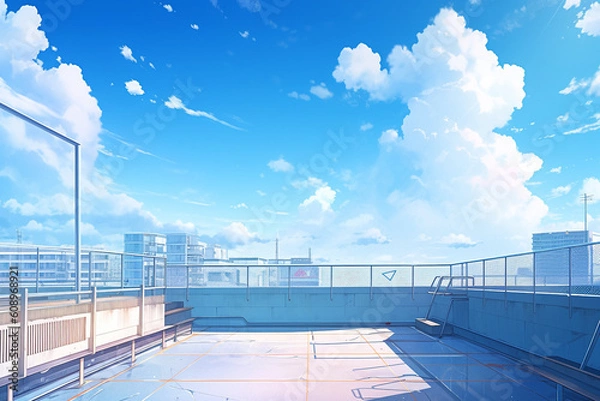 Fototapeta 繊細で芸術的な学校や学園系背景のイラスト(AI generated image)