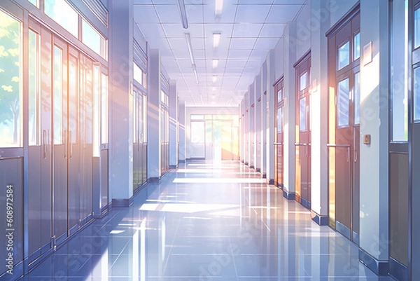 Fototapeta 繊細で芸術的な学校や学園系背景のイラスト(AI generated image)