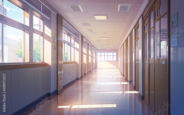 Fototapeta 繊細で芸術的な学校や学園系背景のイラスト(AI generated image)