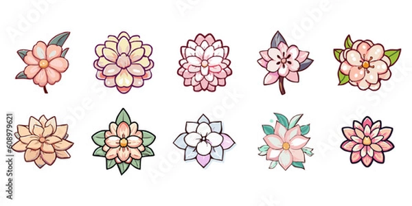 Obraz Blooming flower vector set collection graphic clipart design