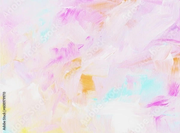 Obraz Abstract background. Acrylic and canvas. Bright colors: pink, lilac, blue, orange. Hand-drawn