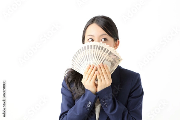 Obraz お金を持つ女性