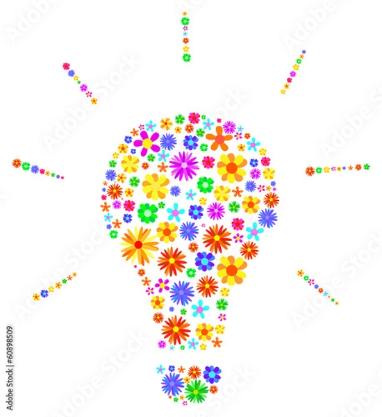 Fototapeta Idea Light Bulb Made Of Flowers Abstract