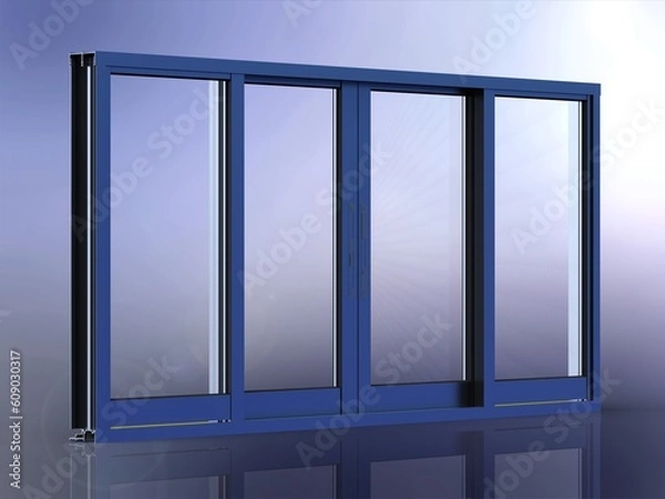 Obraz Aluminium Sliding Window 4 Panels 3D model