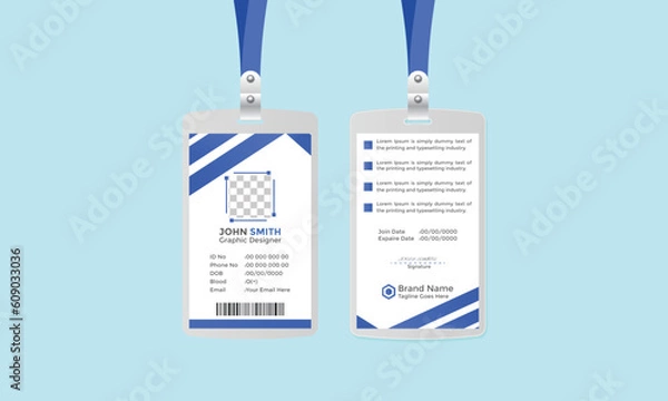 Fototapeta Modern Corporate and Creative ID Card Design Template Vertical Name Flyer Simple and Clean Blue White and Black Business ID Card  Vector Illustration Colorful Gradient  Design New Design