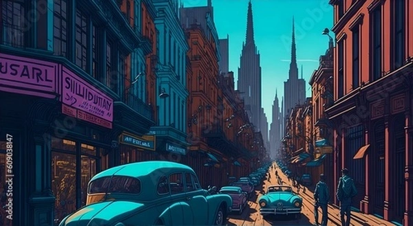 Obraz night city street