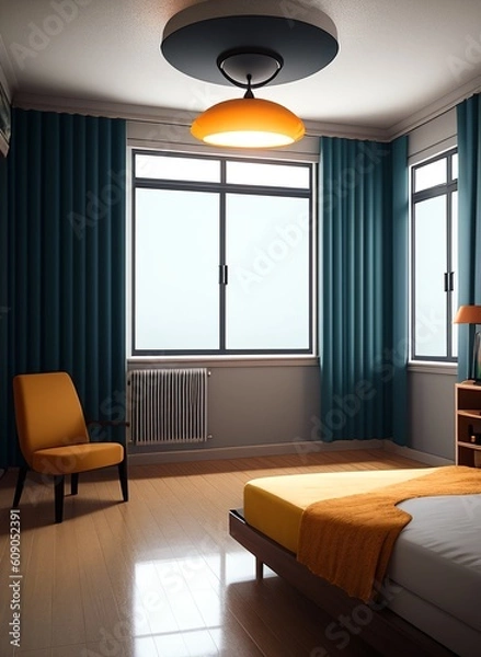 Fototapeta interior with bed