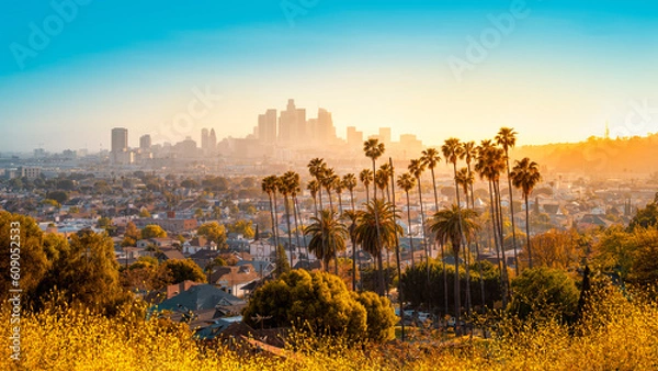 Obraz panoramę Los Angeles podczas zachodu słońca
