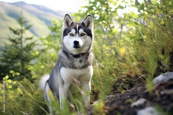Fototapeta Alaskan Klee Kai in the natural environment Generative AI