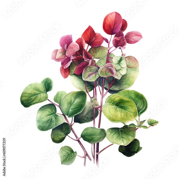 Fototapeta Watercolor botanical illustration on transparent background. Generative AI