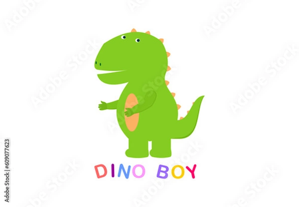 Fototapeta Cute character of green dinosaur for children