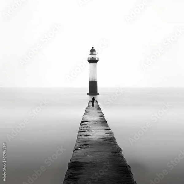 Obraz lighthouse on the pier generated IA 