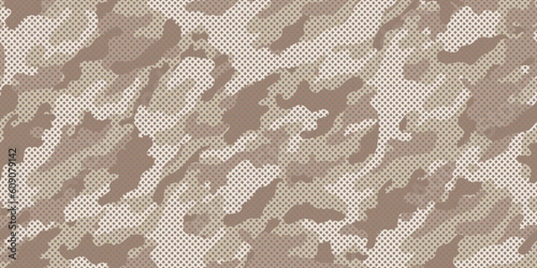 Obraz Desert camouflage military pattern with grid. Vector camouflage pattern for clothing design.