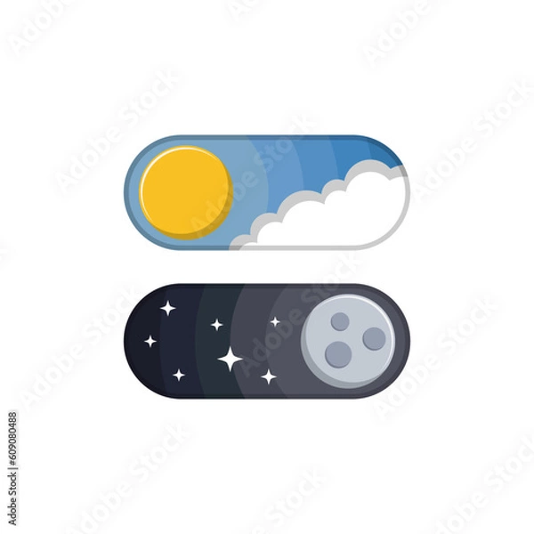 Obraz day and night switch buttons vector flat design illustration isolated background