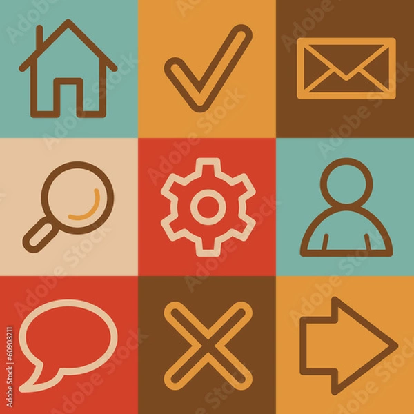 Fototapeta Basic web icons, vintage series