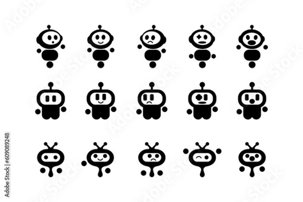 Obraz Black robot icon sets in simple and unique style.