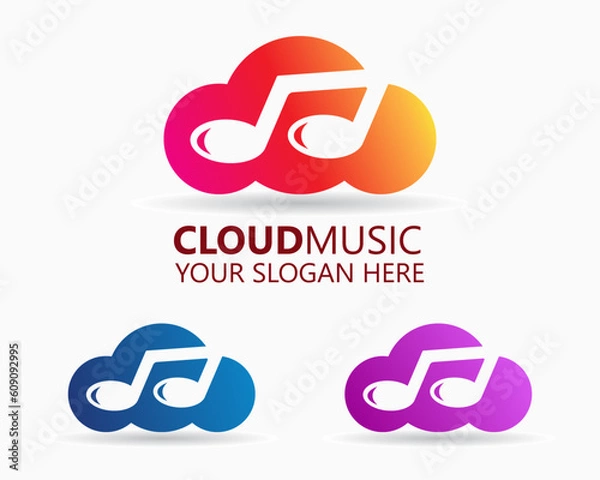 Obraz cloud music logo design template. cloud and music illustration vector