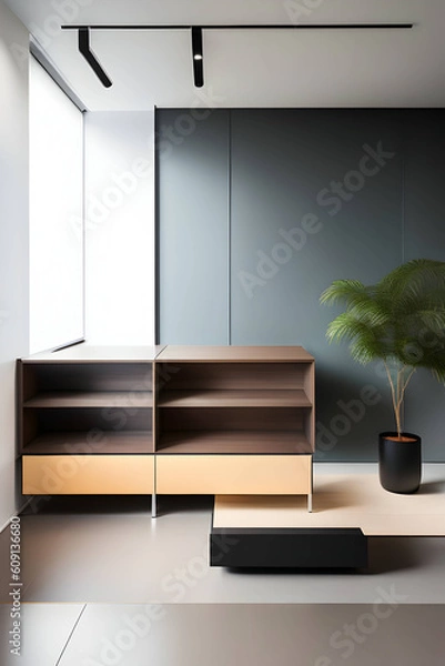 Fototapeta Aesthetic interiors and office spaces. Generative AI
