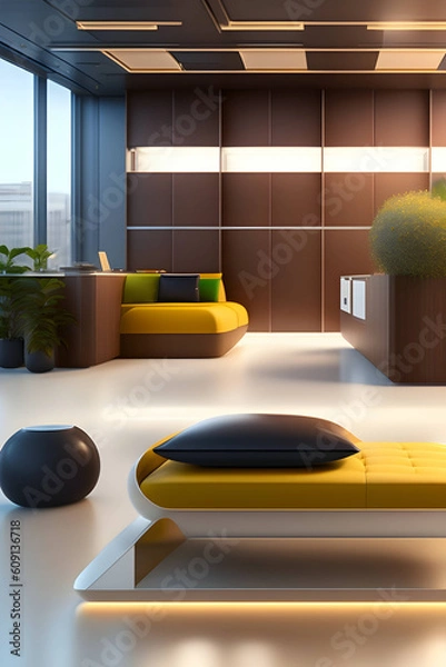 Fototapeta Aesthetic interiors and office spaces. Generative AI