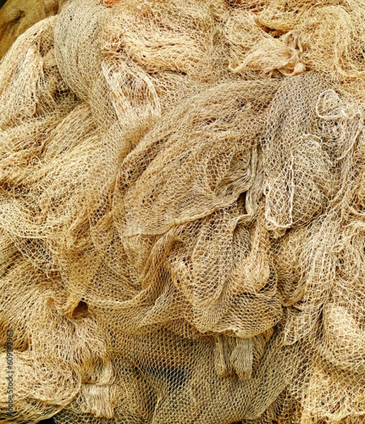 Fototapeta A colorful view of fishing nets and bowies.

