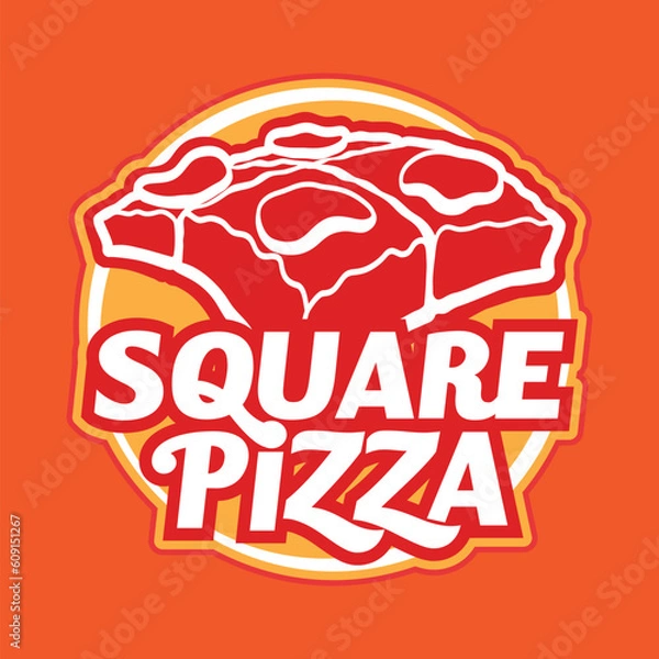 Obraz Square Pizza Logo Stamp Vector Design. Detroid Pizza Image