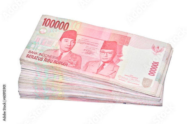 Obraz Indonesian Rupiah on a white background.