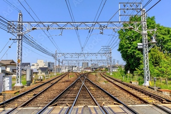 Fototapeta 名鉄、枇杷島分岐点のデルタ線