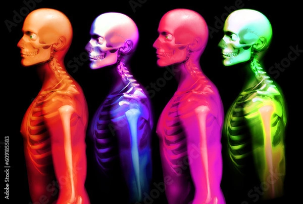 Fototapeta An x ray image of a some man in which you can see the Skelton under the skin.