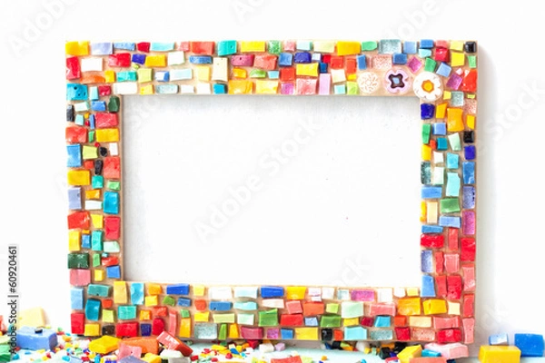 Fototapeta Photo frame decorated with colorful mosaic