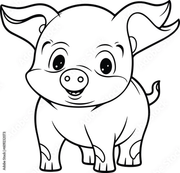 Obraz Coloring Pages Vector, Vector Animal design, illustration Pig