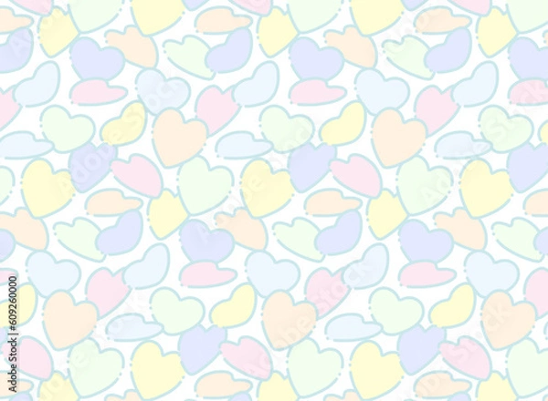 Fototapeta カラフルでポップなハートがいっぱいのシームレスなパターン