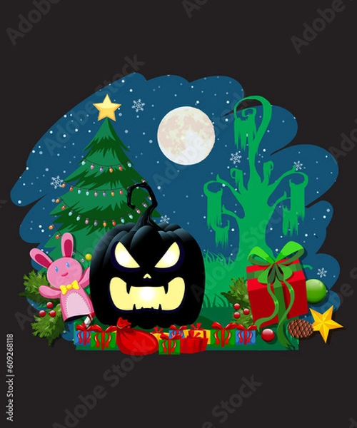 Obraz Halloween illustration T-shirt design, Hipster skull with sunglasses, moustache and beard. Fashion style for t shirt design, poster, banner etc. Original Vector Illustration.